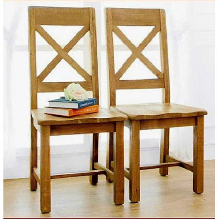 ChunKy Oak : Bàn Ăn 1m6 + 6 Ghế ( Lưng X - Mặt Gỗ )